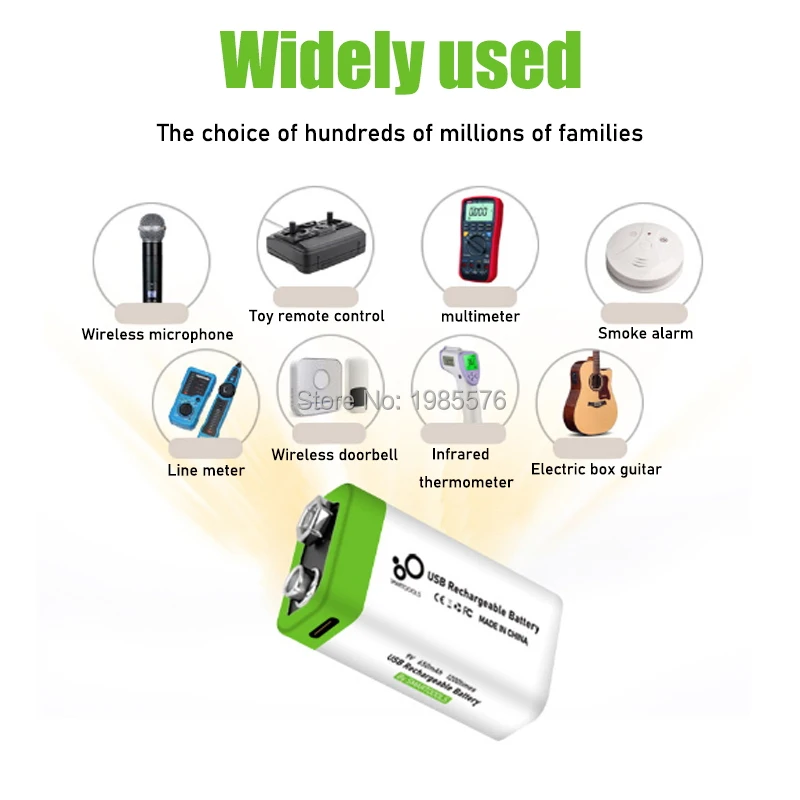 2-10 قطعة جديد 9 V 6F22 650mAh USB ليثيوم قابلة للشحن بطارية 9 V بطاريات ليثيوم أيون ل متعدد ميكروفون لعب التحكم عن بعد