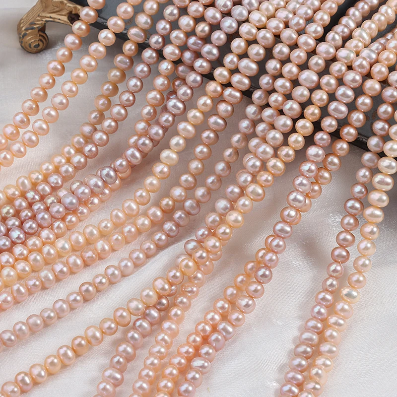 5.5-6 mm color potato strong light natural freshwater pearl no nucleus a string about 40 cm long about 70 pieces.