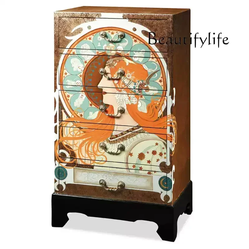 Western-style classical European-style gold foil painted villa model room storage storage five-bucket cabinet original