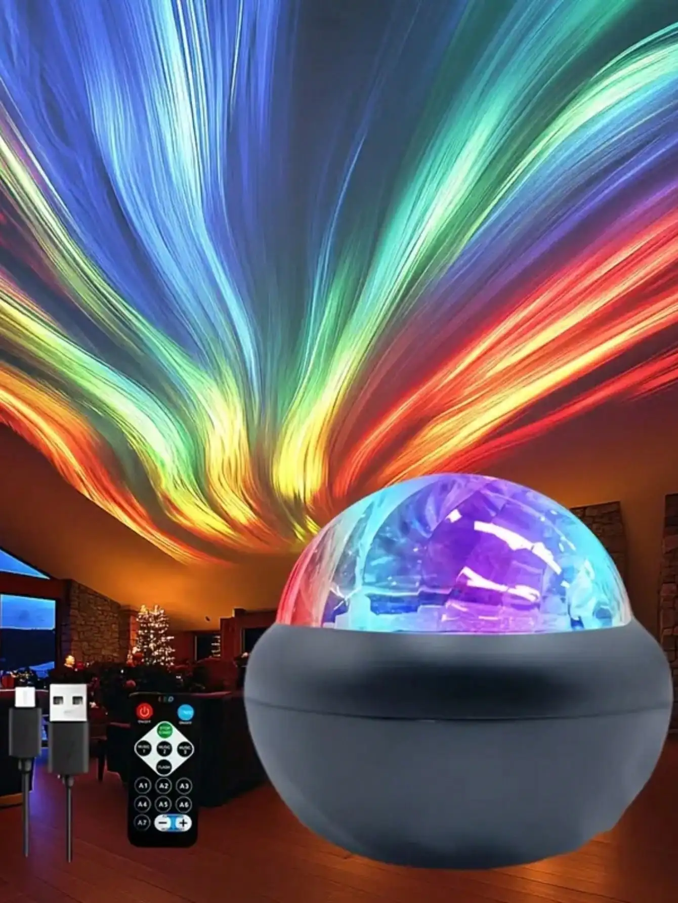 

1pc Aurora Projector Light, Household LED Decorative Lamp, Bedroom Ambiance Light, Bedroom Night Light, Space Projection Decor, Romantic Mood For Date, Holiday Gift, Multi-Color Patterns, With Remote Control, Suitable For Bedroom, Living Room, Game Room,