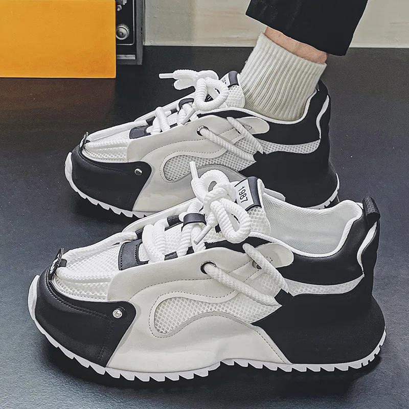 New spring male breathable sport sneakers mens top cushioned running shoes man outdoor casual platform sneaker elevator trainer