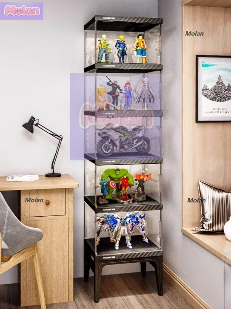 Hand-held Display Cabinet Storage Box Household Gundam Model Imitation Acrylic Building Blocks Toy Storage Rack Organizador