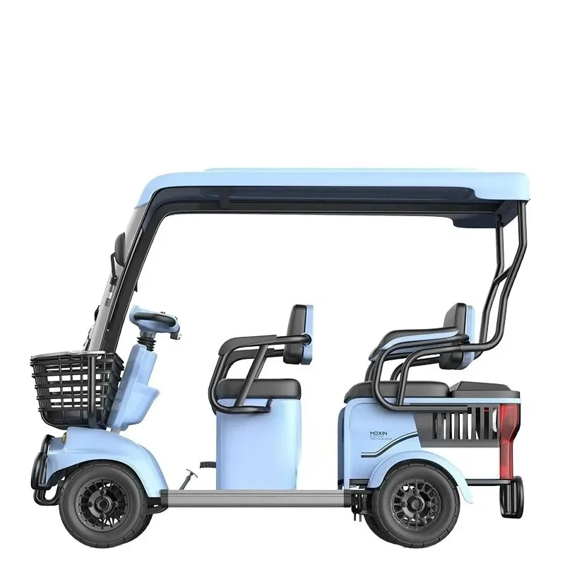 

Four-wheeled electric vehicles for the elderly, fully enclosed by adults