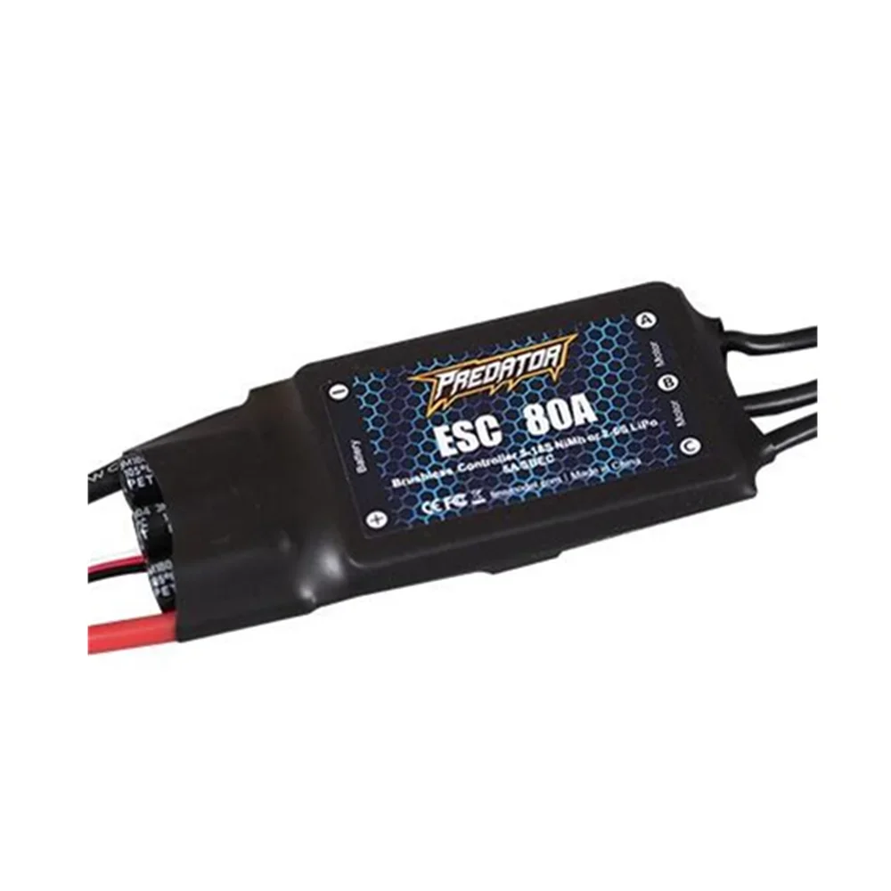 FMS Predator 80A Brushless ESC Electronic Speed Controller 2-6S LIPO 5A SBEC with XT90 Plug for RC Airplane Fixed-Wing
