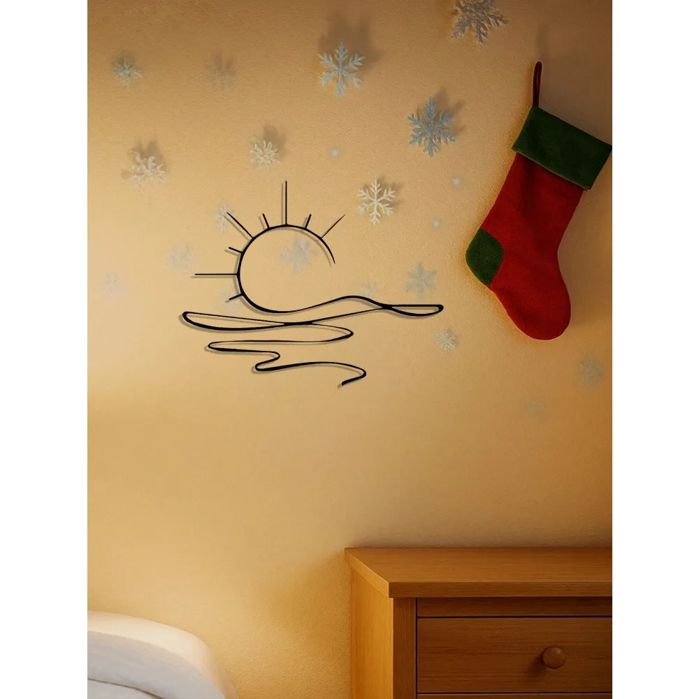 SunRiseWall الحد الأدنى شروق الشمس جدار الفن - ديكور معدني حديث، نمط خط الشمس التجريدي، هدية أنيقة للهالوين هووسورمينغ