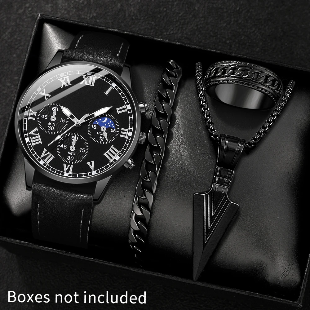 4Pc Men's New Quartz Watch, Practical And Versatile, The Best Choice For Giving Gifts To Fathers And Boyfriends (No Box Given)