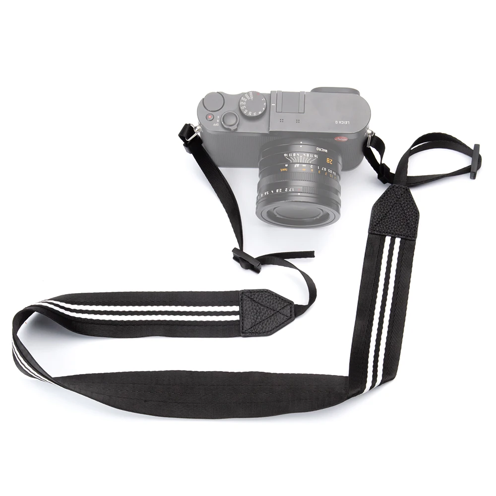 

Черно-белый плечевой ремень для камеры с вышивкой, регулируемый шейный ремень для зеркальных камер Sony Nikon Canon Fujifilm Leice