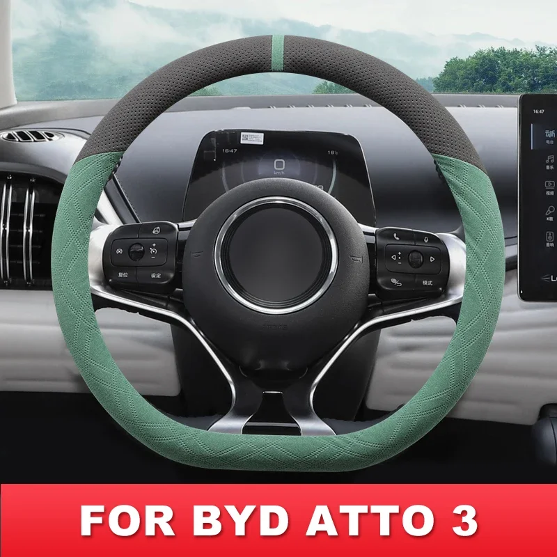 Car Steering Wheel Cover High-density Warm Plush Winter Steering Wheel Protector Cover For Byd Atto 3 Accessories