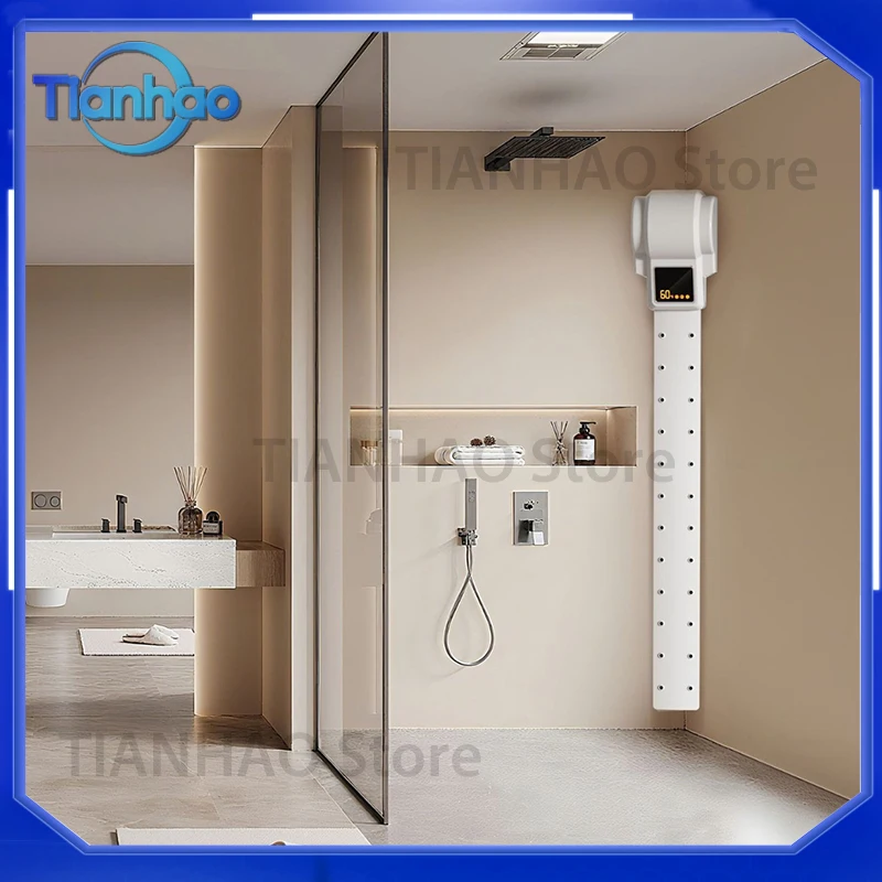 Vertical Bathroom Body Dryer with Remote Control Corner Mounted Negative Ion Drying for Removable Air Nozzle