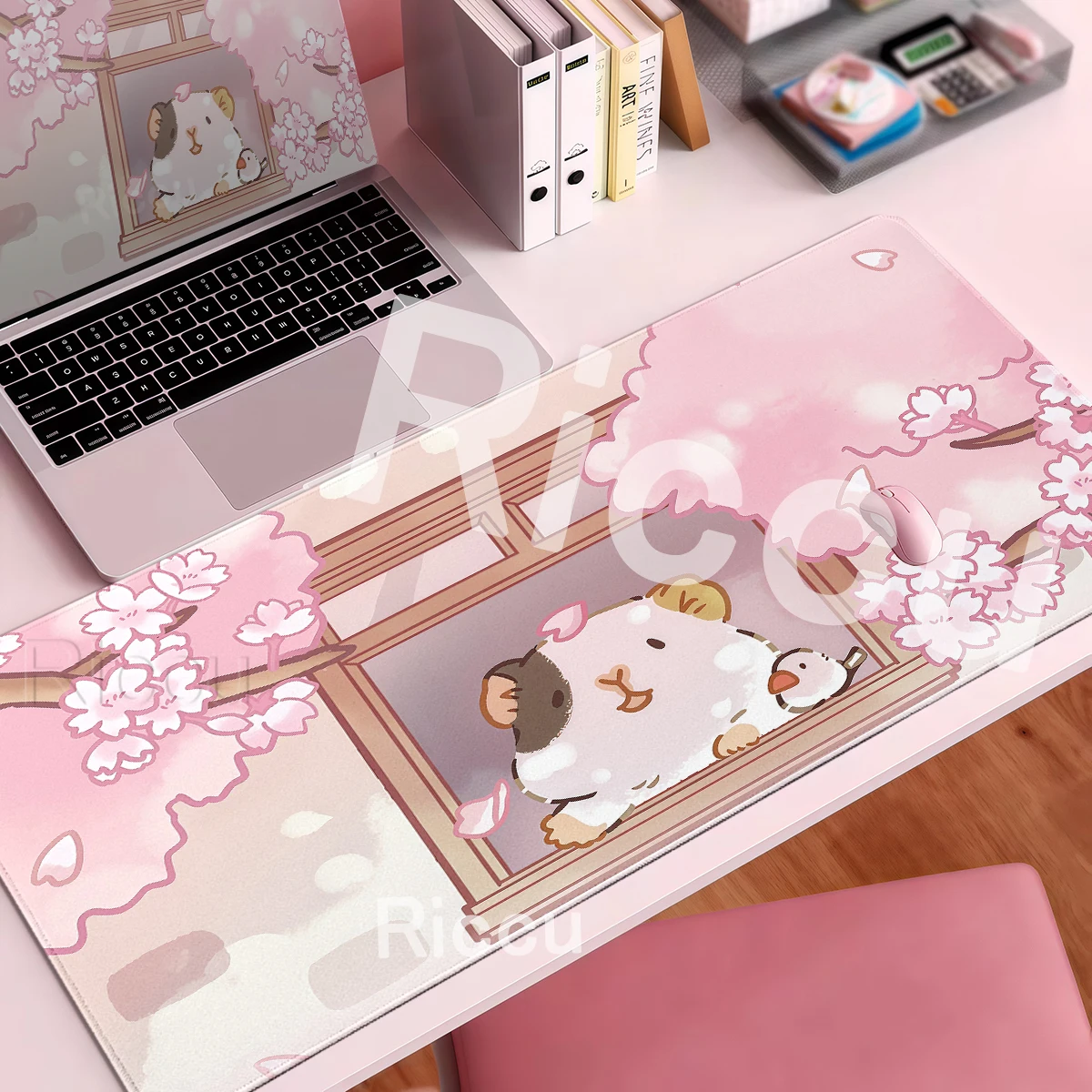 Pretty Cartoon Guinea Pig Mousepad Anime Extended Office PC Accessorie Desk Mat Stitched Edge Non-slip Mousemat Notebook Playpad