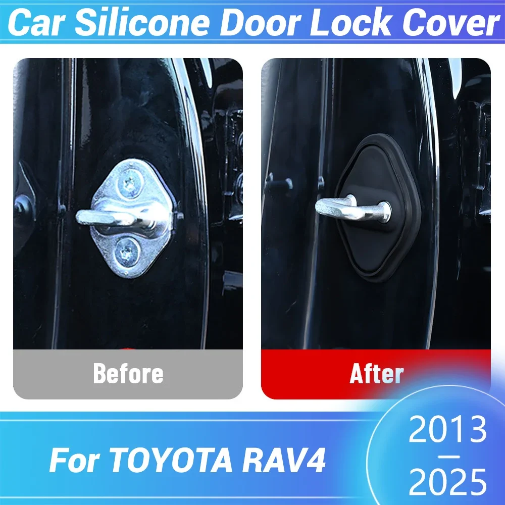 

For TOYOTA RAV4 2013-2025 Automotive Door Latch Anti-collision Car Door Lock Silicone Buckle Protector Cover Accessories