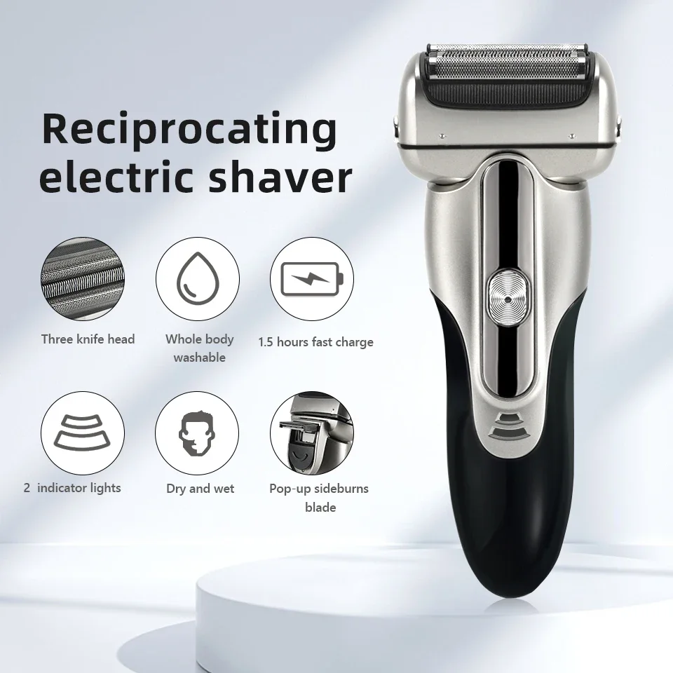 Reciprocating Electric Shaver 3 Blade Shaving System USB Rechargeable Shaving Machine For Men Razor Shaver Barber Electric