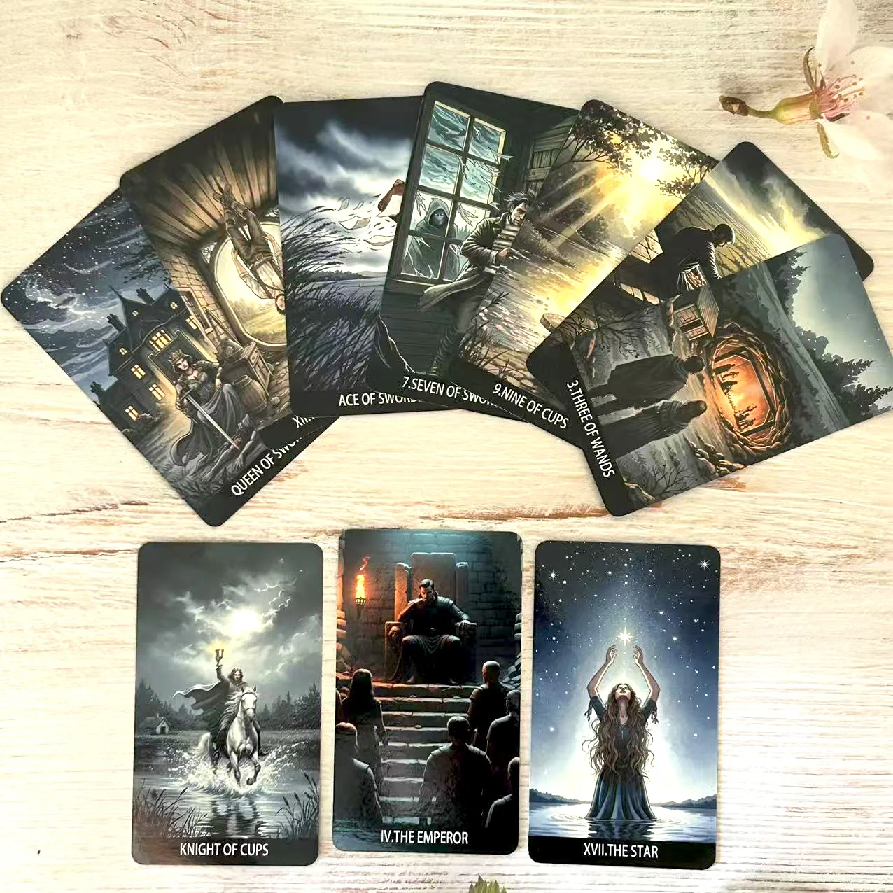 78 قطعة 70*120 مللي متر بطاقات التارو PDF دليل سلسلة داكنة قرية الطاقة الغامضة العرافة الرونية مجلس لعبة الرسوم التوضيحية الجديدة 2025