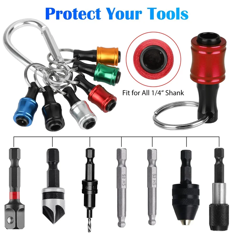 

A83I-12Pcs 1/4 Inch Hex Shank Screwdriver Bit Holders, Keychain Extension Bar, Portable Fast Change Bit Holder Set