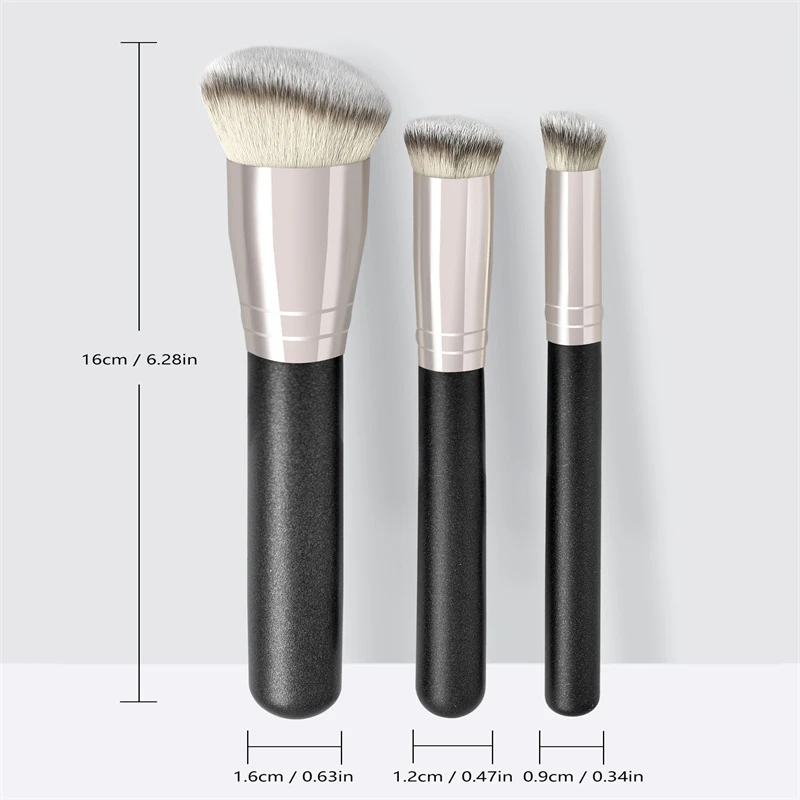 Kit de brosse surligneur de poudre non flottante, haute qualité, flexible, durable, respectueux de la peau, personnalisé, 3 pièces par ensemble