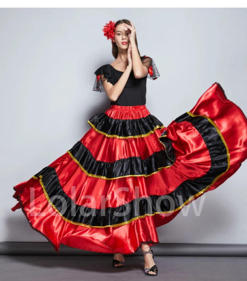 Large Spanish large swing skirt opening dance adult female dance performance costume modern dance skirt bullfight dance skirt