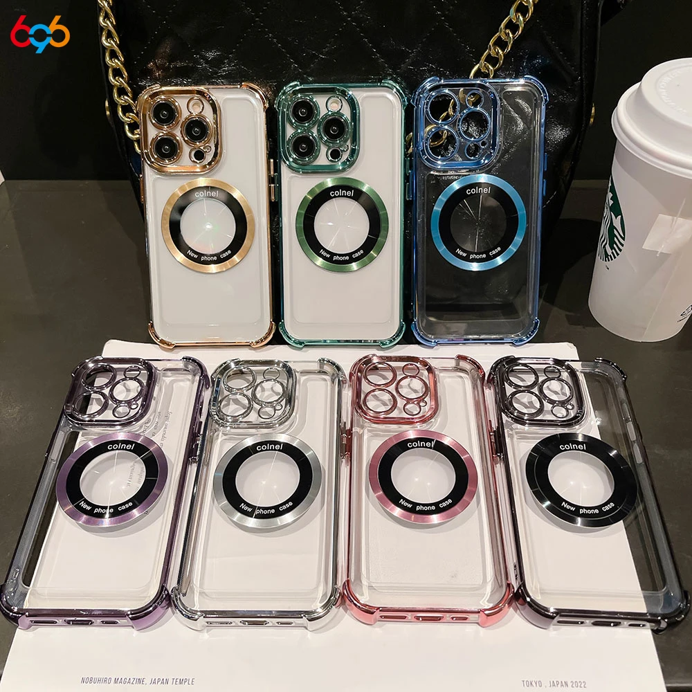 696 New Shockproof Clear Magnetic Case For iPhone 16 Pro Max 15 14 Plus 12 13 Wireless Charging Transparent TPU Cover Phone Case