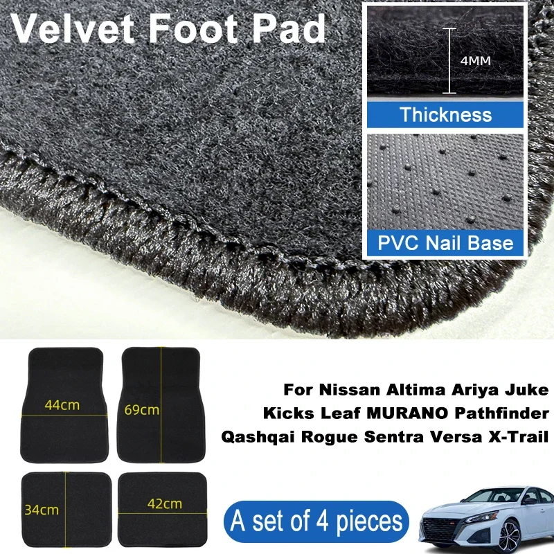 

For Nissan Altima Ariya Juke Kicks Leaf MURANO Pathfinder Car Floor Mats Black Non-Slip 4Pcs Front & Rear Foot Mats Carpets Rugs