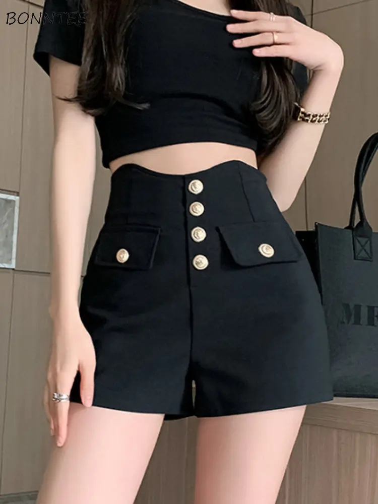 

Shorts Women Sexy Fashion Simple All-match High Waist Design Leisure Solid Straight Ladies Tender Summer Korean Style Elegant