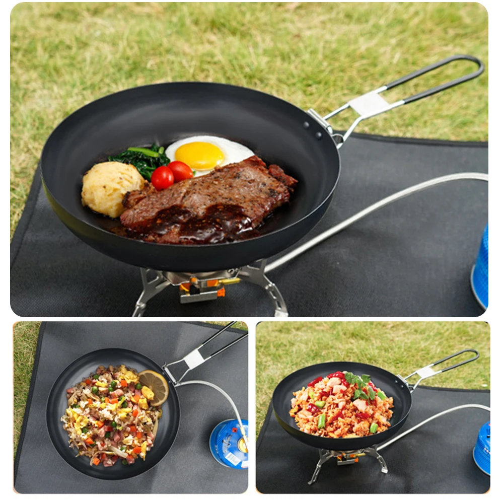 Nonstick Frying Pan Outdoor Camping Cookware Foldable Shovel Ladle Frypan with Scratch-resistant Coating Pot for Hiking Picnic