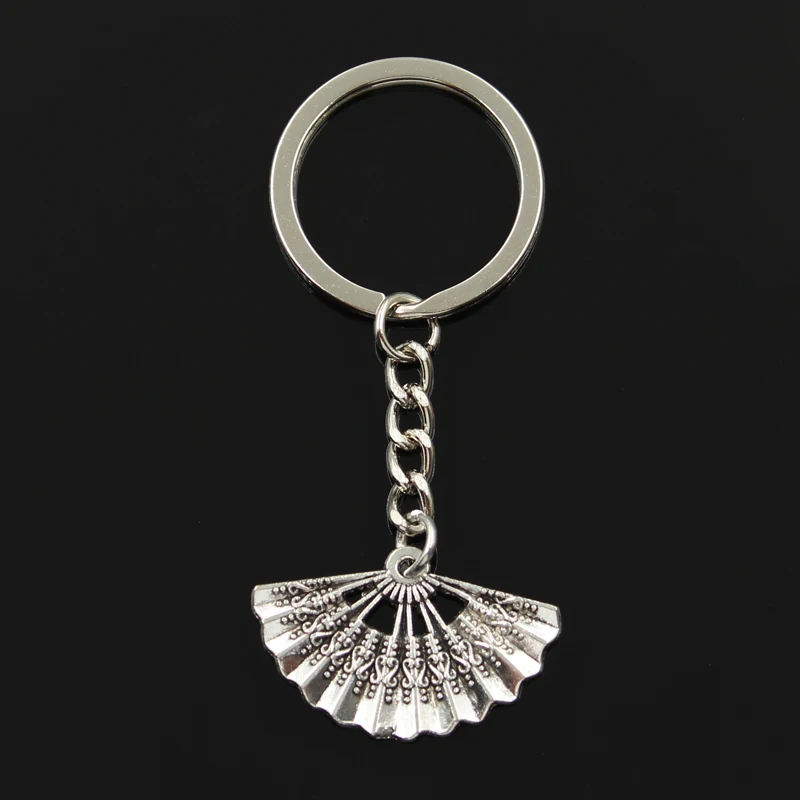 New Fashion Keychain 21x33mm Fan Pendants DIY Men Jewelry Car Key Chain Ring Holder Souvenir For Gift