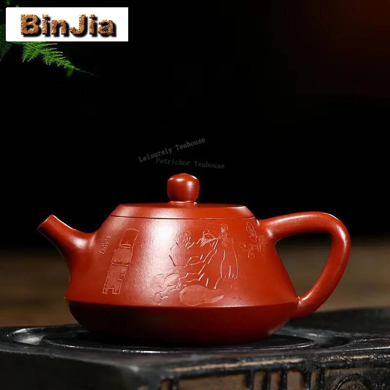 

200 мл подлинные чайники из фиолетовой глины Исин, камень ручной работы, горшок с необработанной рудой, грязевой чайник Дахунпао с ситечком, чайный сервиз Zisha, чайный сервиз