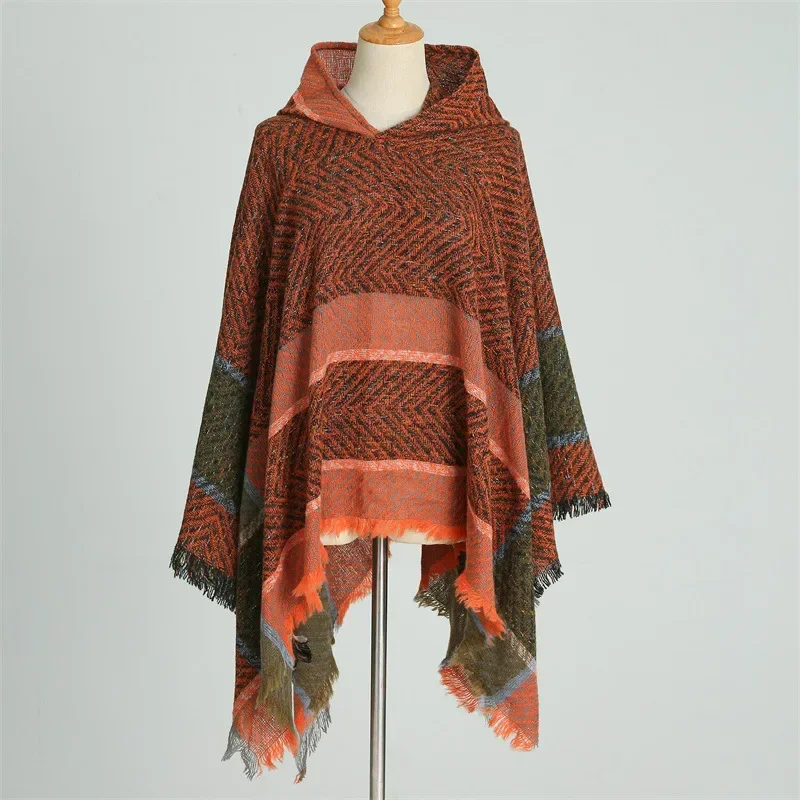 

Fashion Europe America Winter New Women Shawl Stole Hooded Cape Wrap Female Warmer Scarves Cold Proof Scarf Poncho Mulher