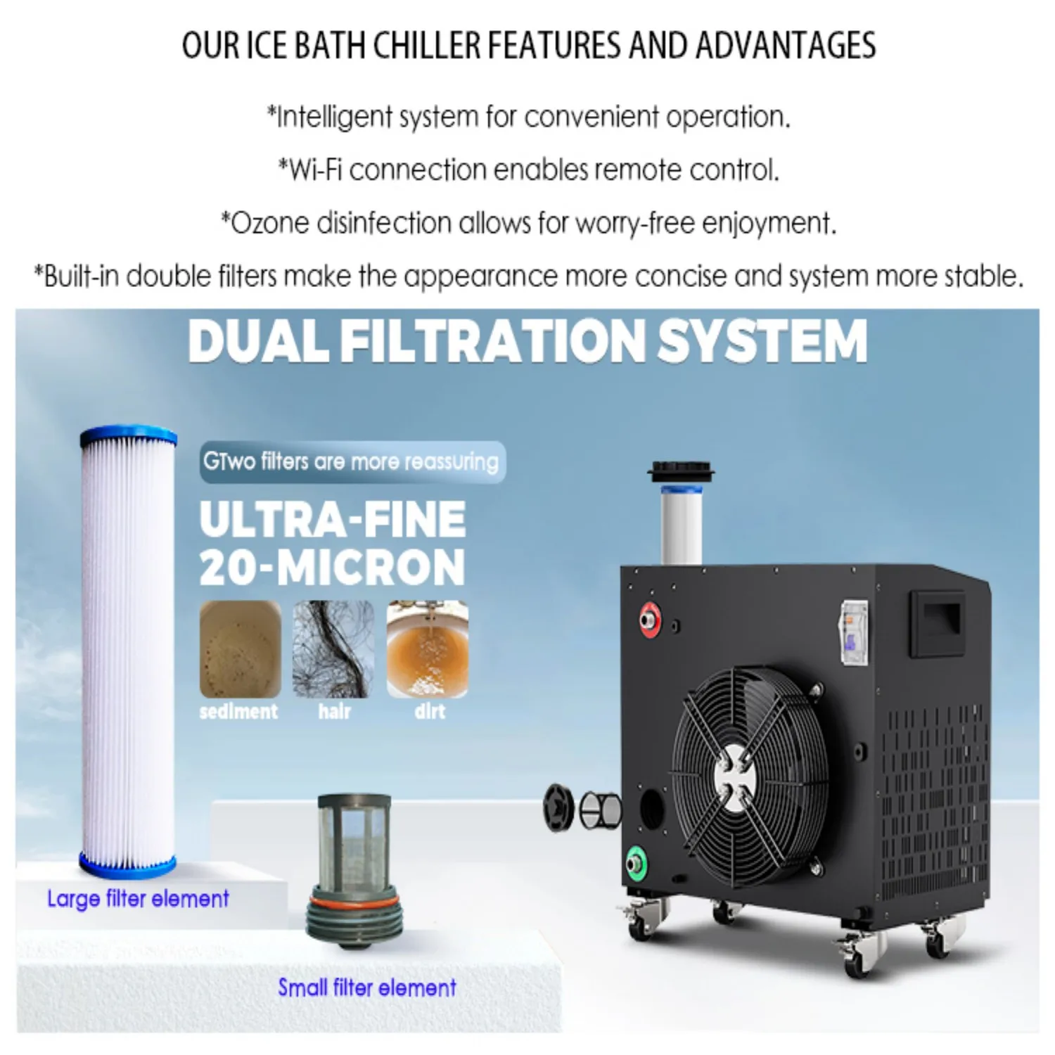 

Охладитель для ледяной бани мощностью 1,0 л.с., с точным контролем температуры, удобным управлением, встроенным фильтром и снятым усталостью.