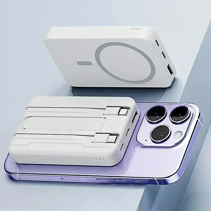 Ultra-Slim Silicone Magnetic Power Bank 10000mAh: Foldable Wireless, LED Display, Compatible with iPhone 12-17 Pro!