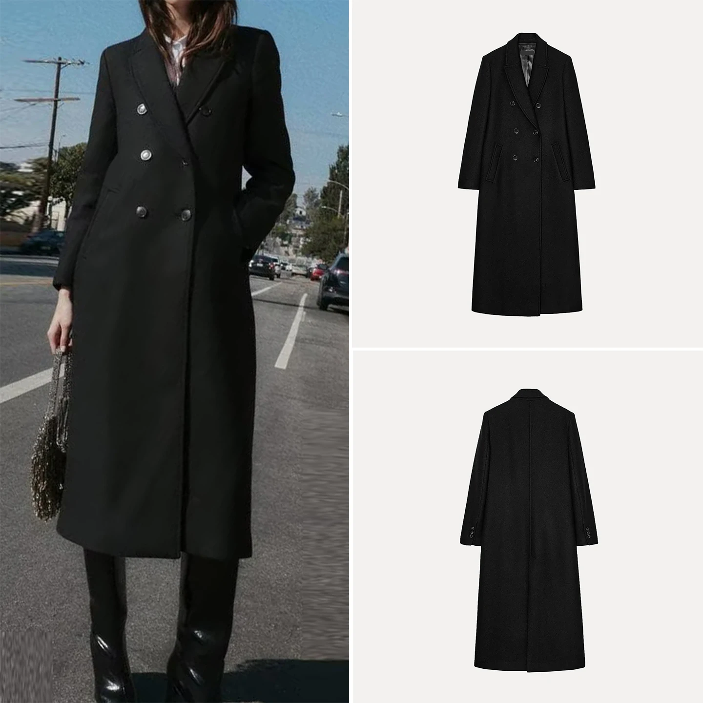 

Ele Long Double-Breasted Women's Coat 2025 Winter Faion Simple Quali Z Brand Pure E-commerce S Long Sve