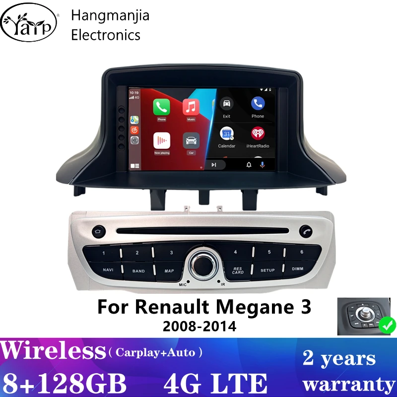 

hangmanjia Android Auto Radio For Renault Megane 3 Fluence Samsung SM3 2008 - 2014 4G Car Multimedia GPS 2din Wireless carplay