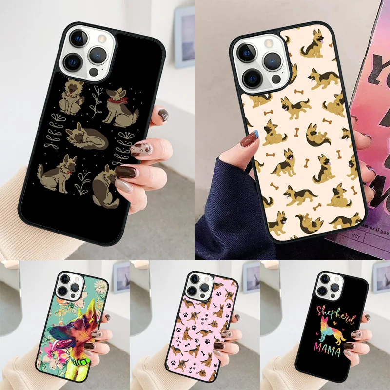 German Shepherd Dog Cartoon Phone Case For iPhone 14 15 16 13 12 Mini Max Cover For Apple 11 Pro Max 6 8 7 Plus SE2020 Coque