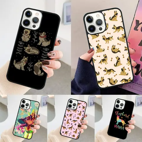 German Shepherd Dog Cartoon Phone Case For iPhone 17 Air 14 15 16 13 12 Max Cover For Apple 11 Pro Max Plus Coque