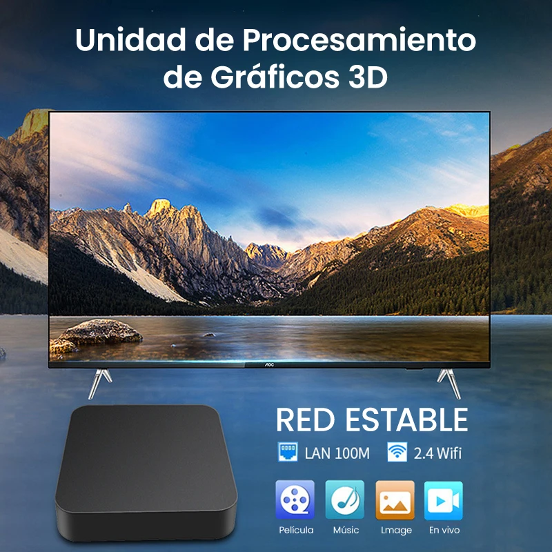 صندوق تلفزيون أندرويد الذكي للمنزل | 4K فائقة الدقة | واي فاي لاسلكي | شاشة الإسقاط | الذاكرة: 2 جيجا بايت + 16 جيجا بايت #2