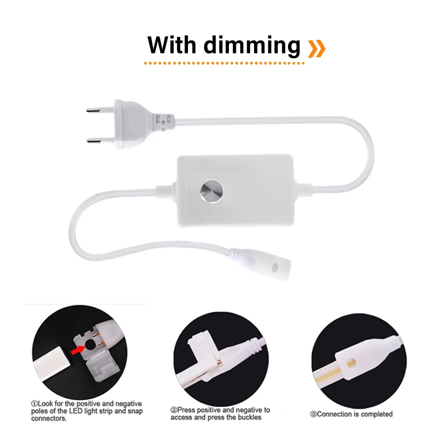 220V COB LED Strip Wire Connector EU Plug 2pin No Dark Area Connector  L Shape Tape Clip Accessory Light Fixed Clamps tail plug view 4