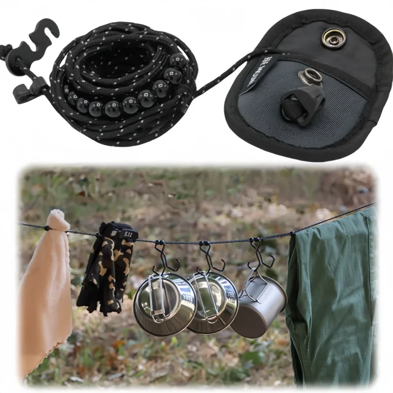 

300cm Portable Windproof Travel Clothesline Outdoor Hiking Lamp Pot Organizer Rope With Storage Bag Camping Equipment Wholesale