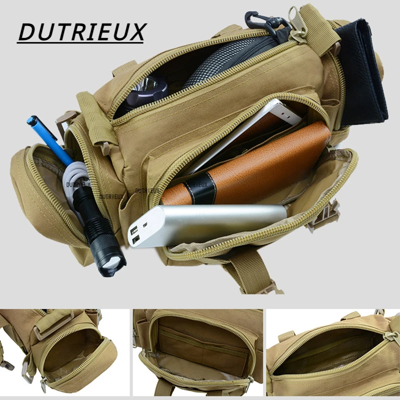 DUTRIEUX 3P Military Tactical Waist Pack Molle Outdoor Sports Chest Bag Camouflage Crossbody Backpack Multifunctional Handbag