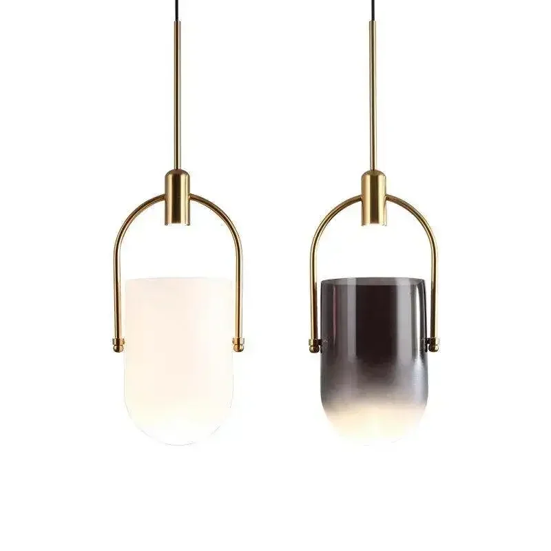 

Bedroom bedside chandelier modern minimalist lights luxury smoky grey pendant lamps glass design glass chandelier light