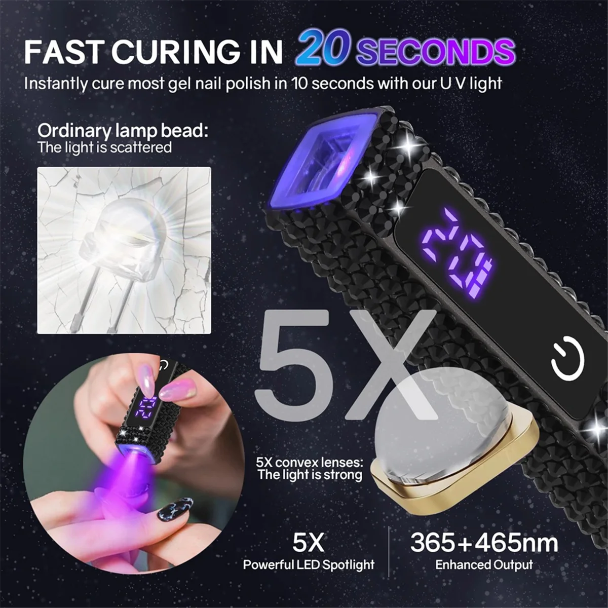 ABIT Portable Salon Quick Dry USB Nail Dryer, Home Mini Nail Drying Light Therapy Tool, LED Nail Lamp Flashlight Pen