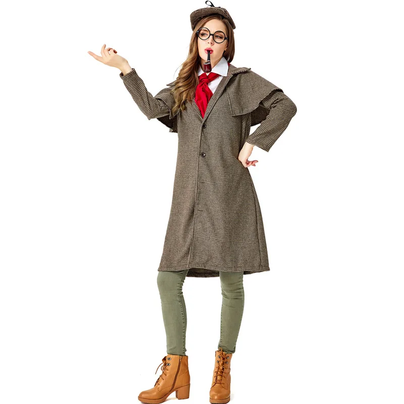 

Adult Women's Halloween Costume Sherlock Holmes Movie Role-playing Outfit Detective Theme Party Attire