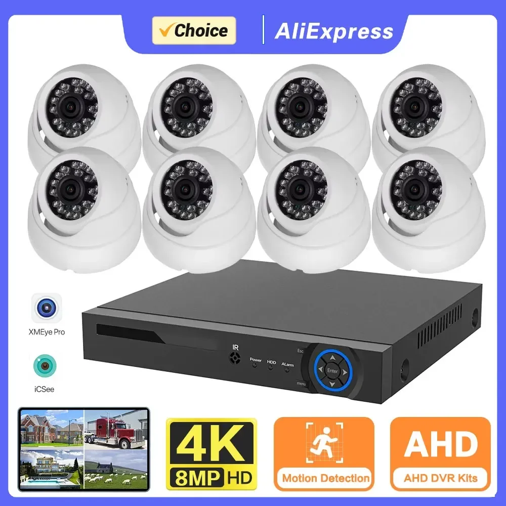 

H.265+ 8CH 4K Ultra HD CCTV DVR Kit Oudtoor 8.0MP Dome Home Security Camera System IP66 Waterproof P2P Video Surveillance Set