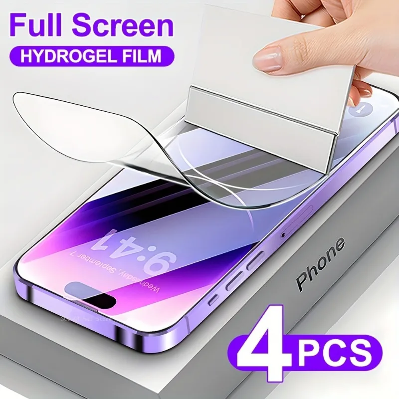 

4Pcs Hydrogel Film For IPhone 15 Pro Max 13 11 Pro 12 Mini XR XS Max Soft Screen Protector For IPhone 14 Pro Max 7 8Plus Film