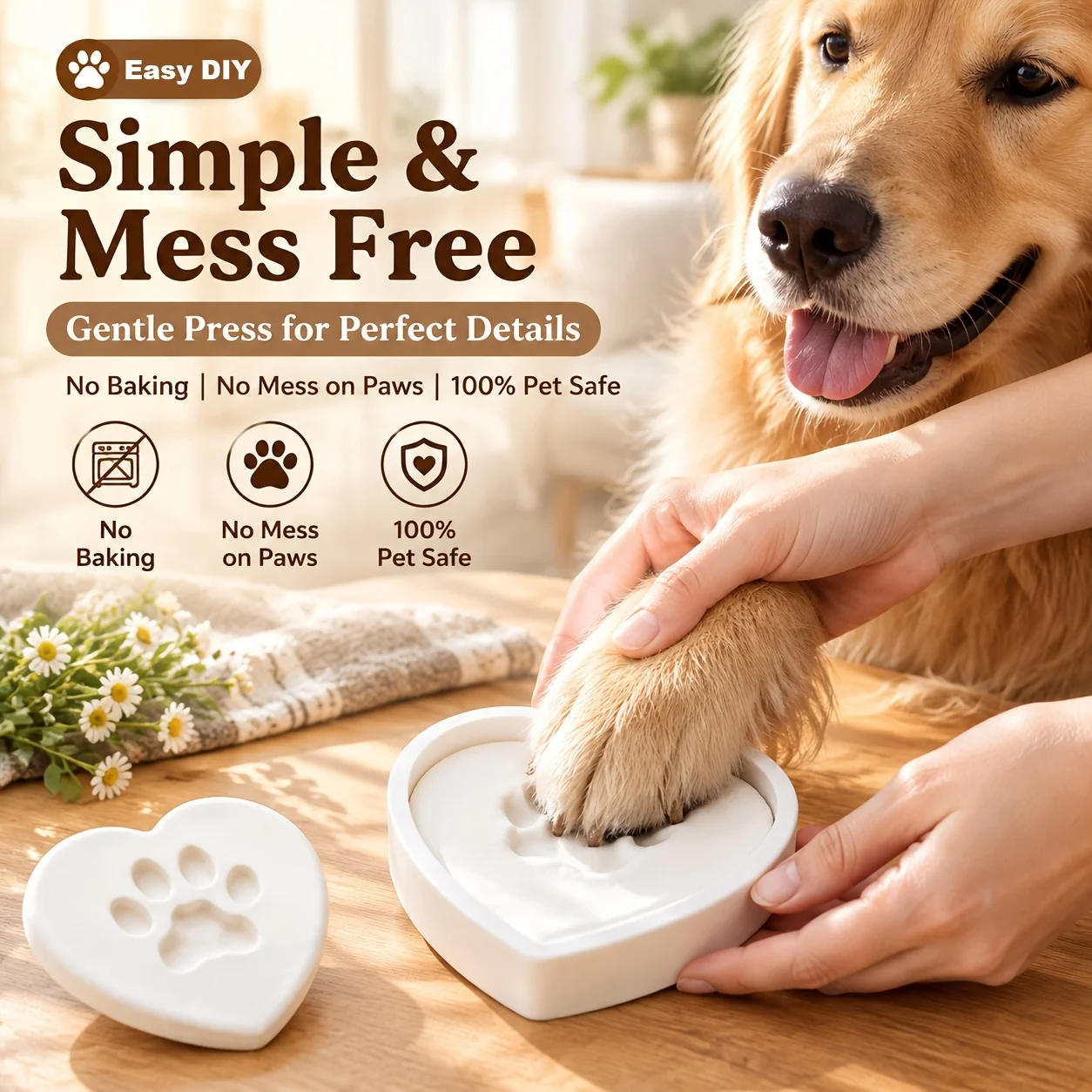 Cat Dog Paw Print Memorial Kit, 3 Heart Mold Ink Packs, 3 Colors, DIY Pet Keepsake Gift for Pet Lovers, Creative Craft Set 3 Pcs