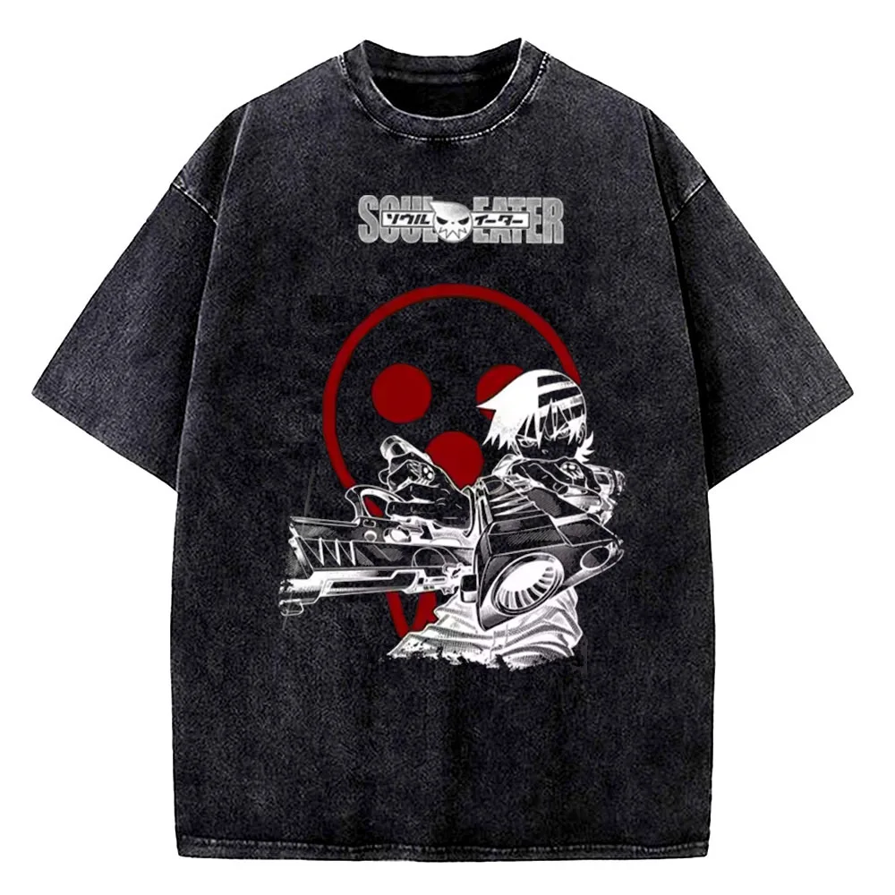 Soul Eater cotton Vintage Washed teen hip hop Classic Pop Culture 2000s Punk harajuku streetwear graphic women Vintage Pastel