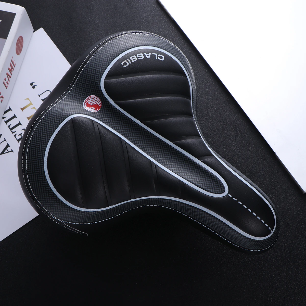 

Mountain Bike Cushion Seat Mat Black Stripe Wide Rear Narrow Front Wear Resistant Seat Mat Bike Cushion Saddle