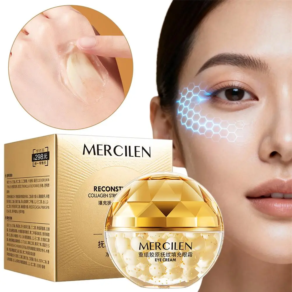 Crema de Ojos con Cápsulas de Colágeno, Crema de Colágeno Profunda para el Contorno de Ojos para Reafirmar e Hidratar, Mejora la Elasticidad de la Piel, Crema Revitalizante para los Ojos