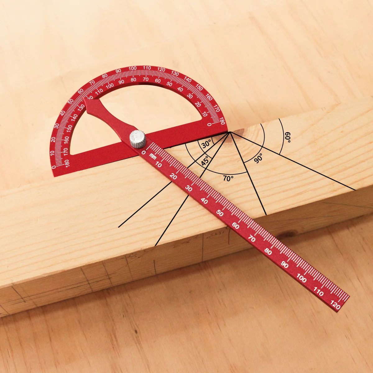Aluminum Alloy Multifunctional Angle Marking Protractor Woodworking Ruler Precision Tool for Wood Angle Measuring Layout Marking