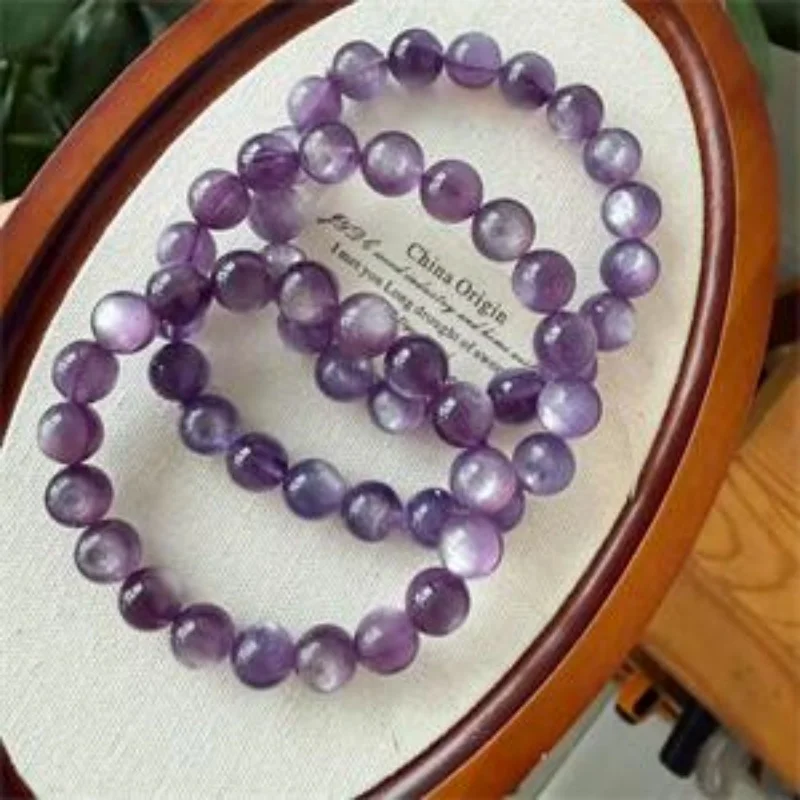 

Natural Purple Lepidolite Bead Bracelet Women Fashion Reiki Healing Energy Gemstone Wrist Jewelry Holiday Gift 1PCS 9/10MM
