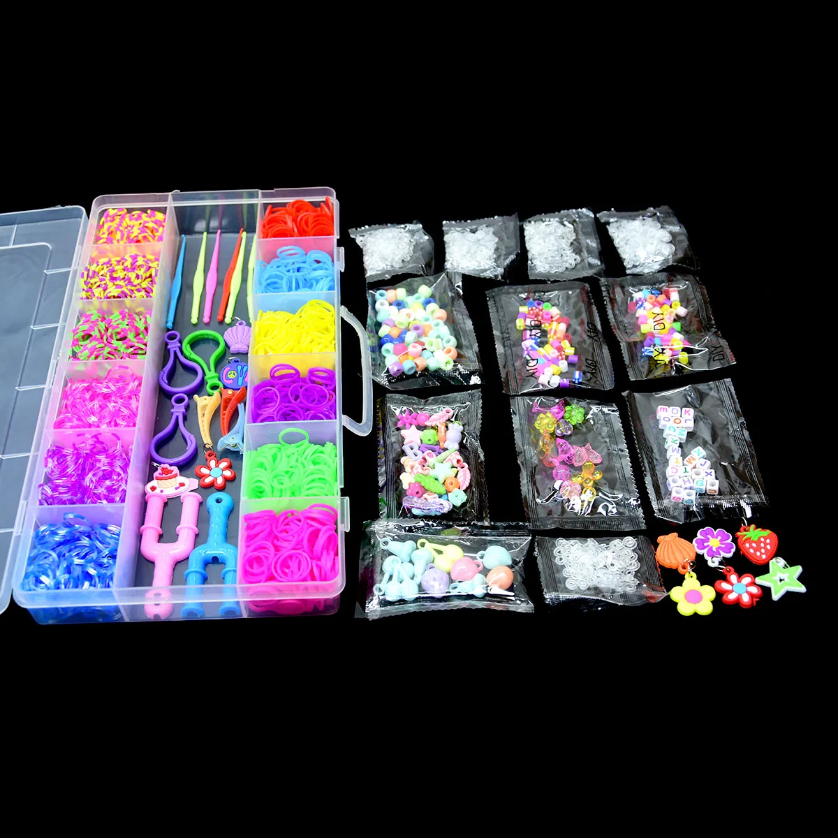 DIY elastisch rubberen lint gereedschapskist geweven armband handgemaakt meisje cadeau kinderspeelgoed regenboog armband weefgetouw maken kit