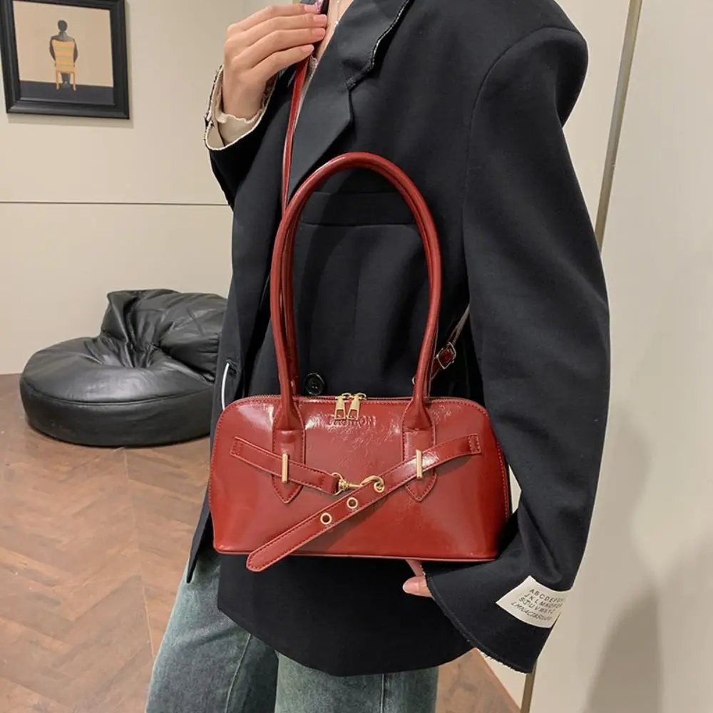 

Модная корейская стильная сумка через плечо в стиле ретро, однотонная сумка для боулинга, большая вместительная сумка через плечо из искусственной кожи, дорожная сумка